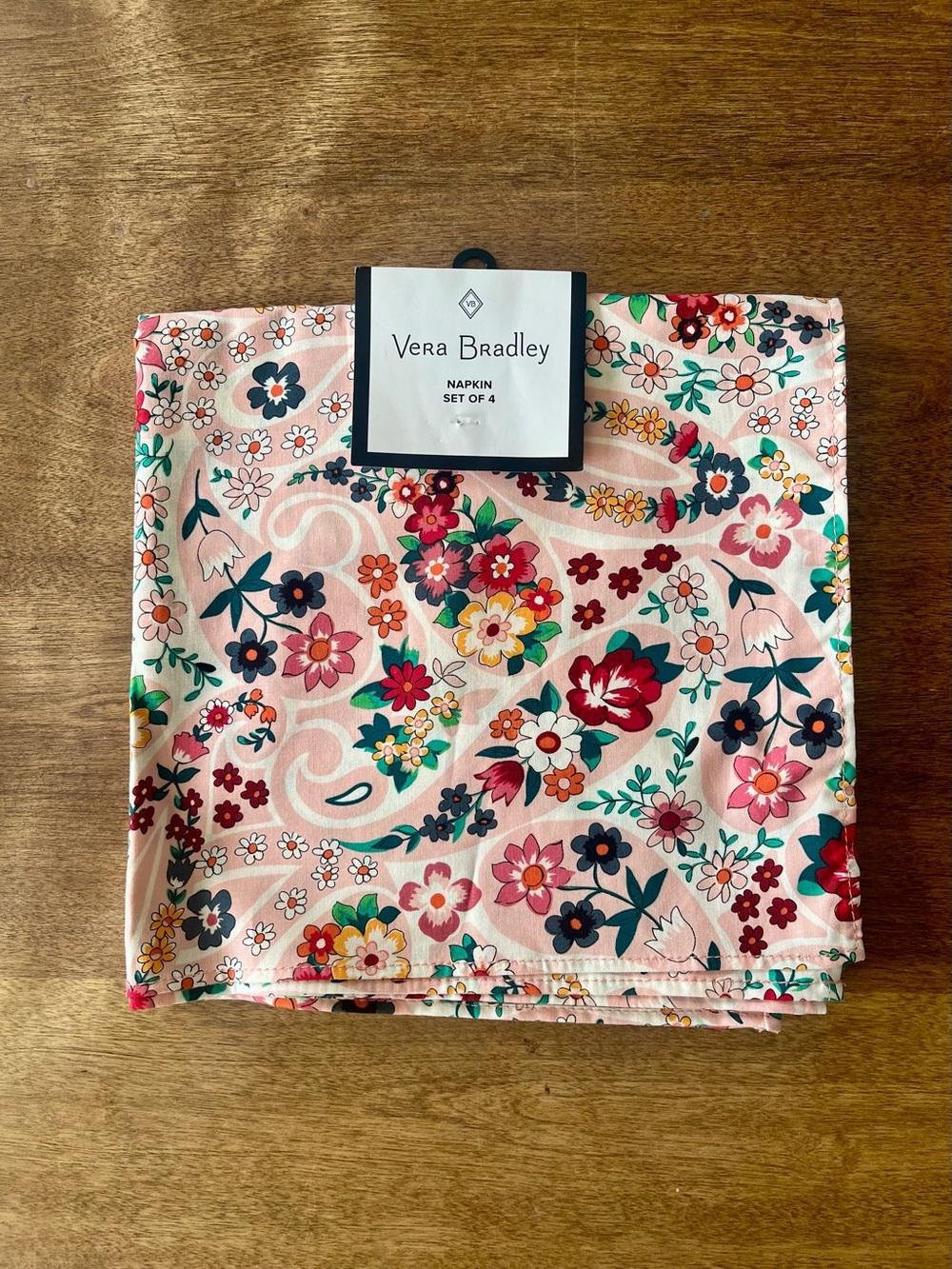 NWT Vera Bradley Pink Floral Paisley Cotton Napkin Set - Pack of 4